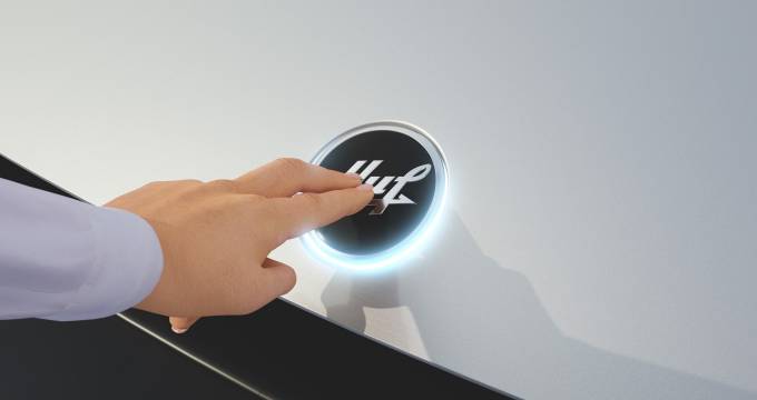 Huf Light Touch Emblem for smart access to car frunk for electric vehicles